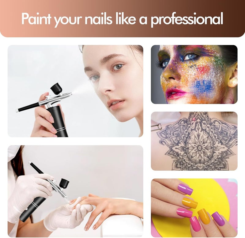 CBVCBV Airbrush Kit Portable Airbrush Air Brush Kit with Air Compressor Airbrush for Nails Airbrush Compressor High Pressure Nail Airbrush Machine Handheld Mini Air Brush Kit (Black) - Image 2